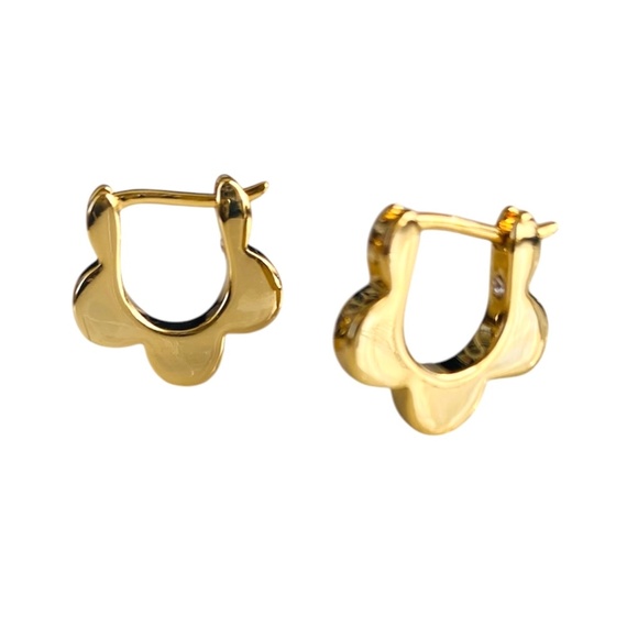 NEW Tory Burch Kira Profile Gold Flower Hoop Earrings Rtl $140 - Picture 2 of 5